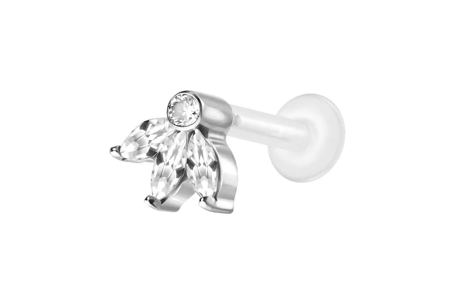 PTFE Labret Piercing mit Innengewinde + Titan-Aufsatz LOTUSBLÜTE